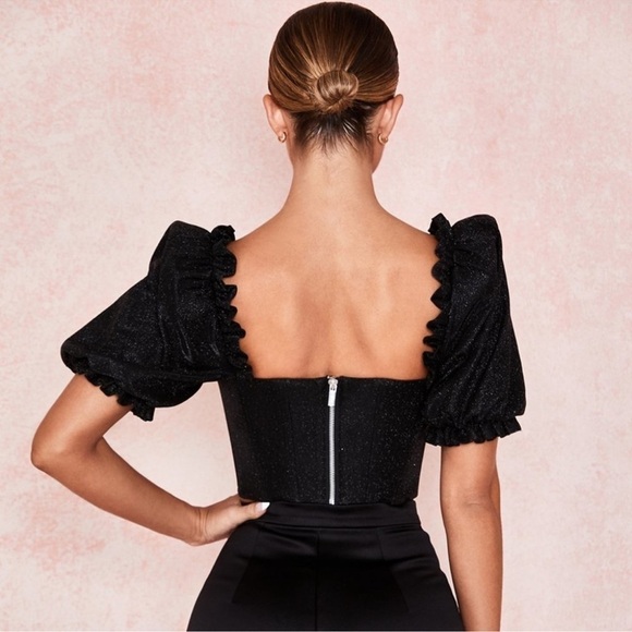 HOUSE OF CB AMARE BLACK PUFF SLEEVE CORSET XS - Picture 3 of 9